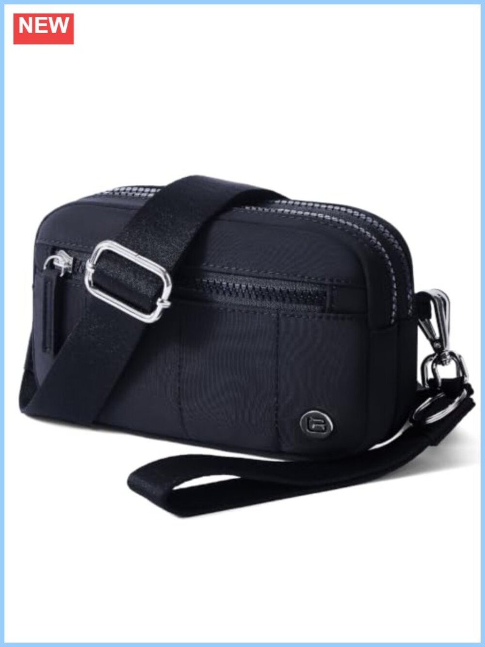Small Nylon Crossbody Bag RFID Wristlet Wallet 2-in-1 Travel Purse